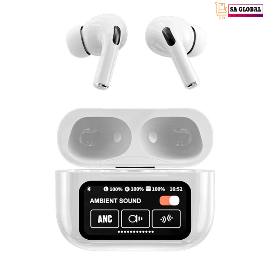 A9 Pro Screen AirPods: ANC & TWC Wireless, BT 5.4, Long Battery Life