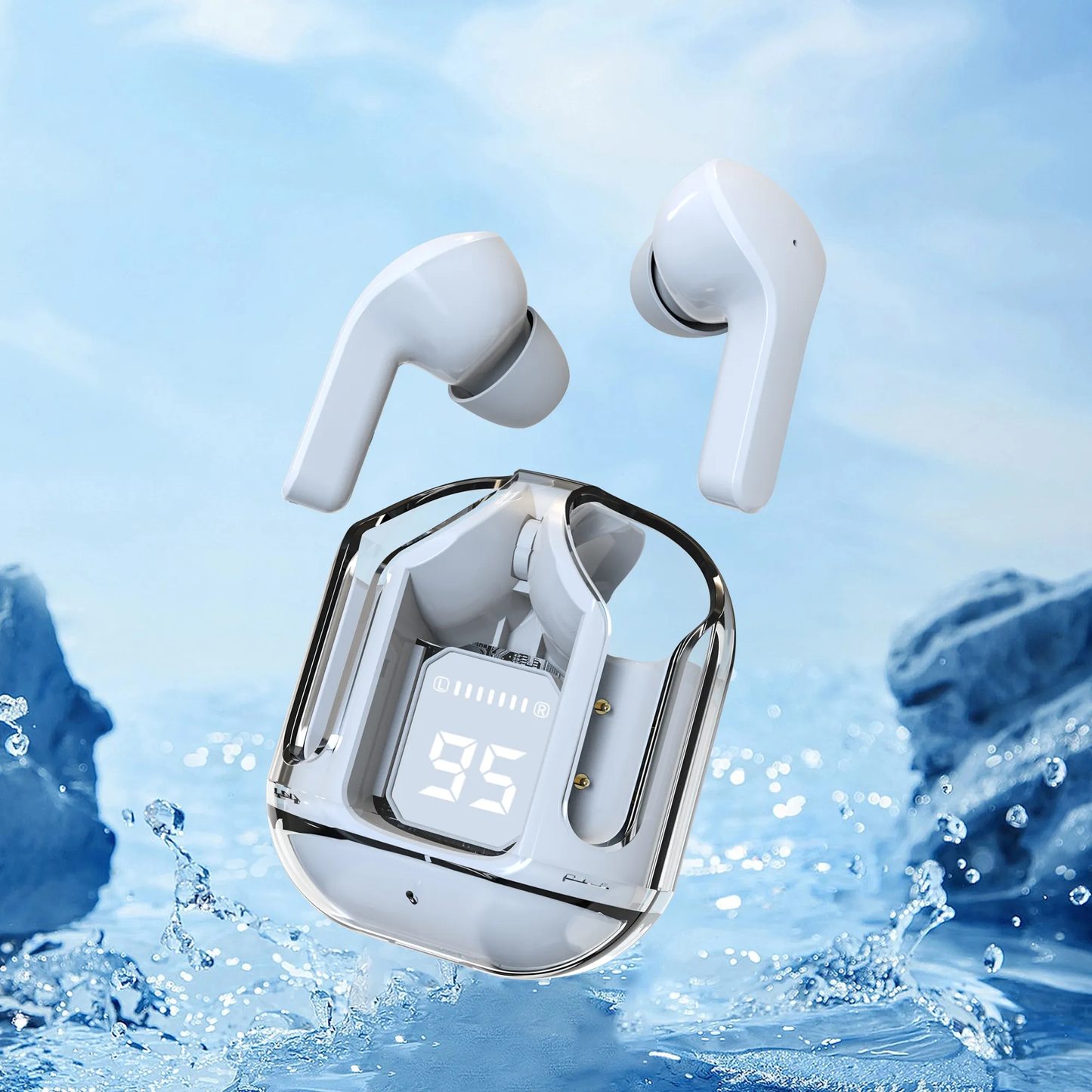 Air 31 Wireless TWS Transparent LED Digital Display Earbuds