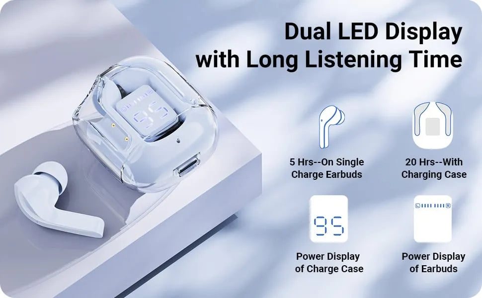 Air 31 Wireless TWS Transparent LED Digital Display Earbuds